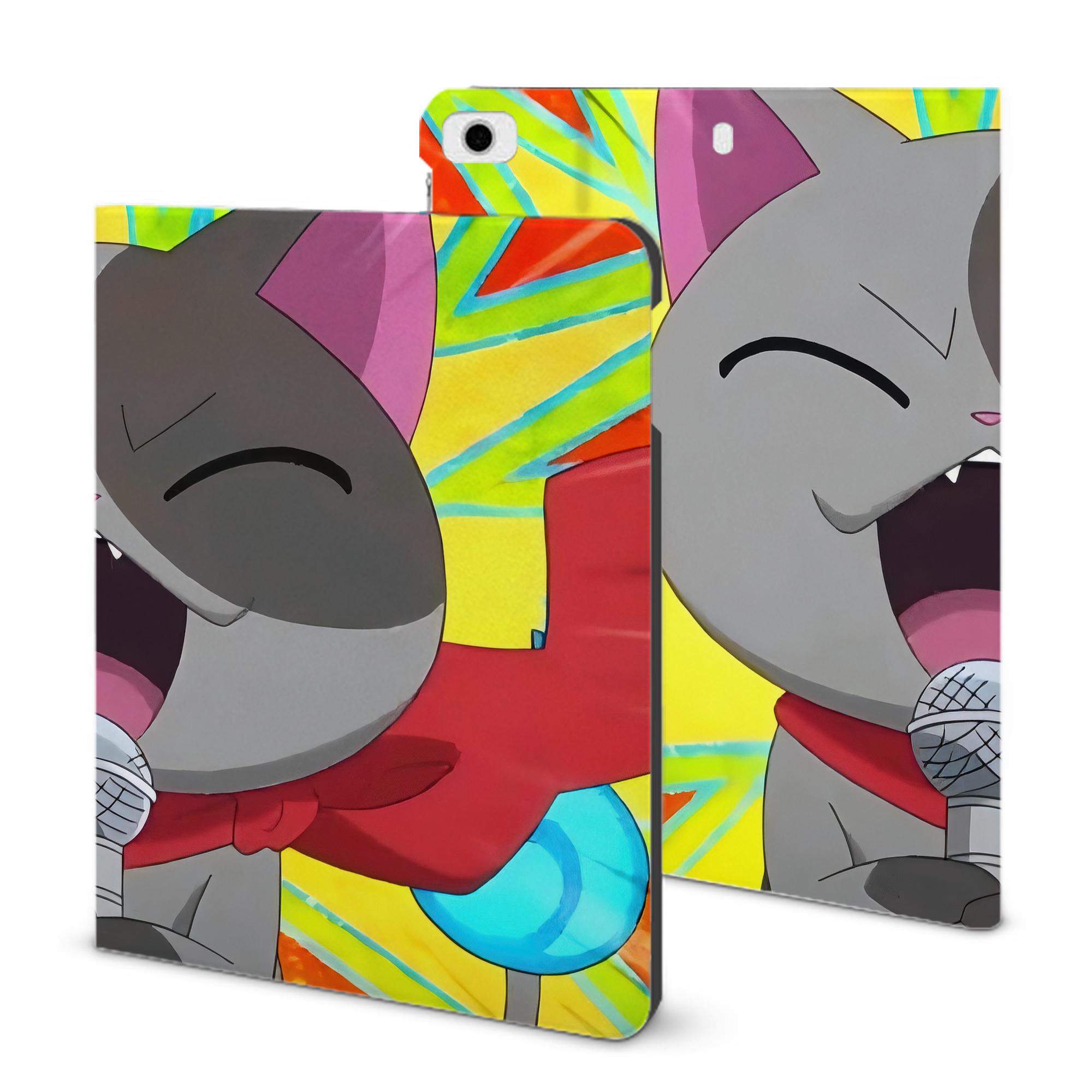 （画像用） 妖怪ウォッチ Yo-kai Watch IPad ケース ブック型 PUレザー TPU 耐衝撃 軽量 薄型 ペン収納なし 全面保護 IPad 各モデル対応